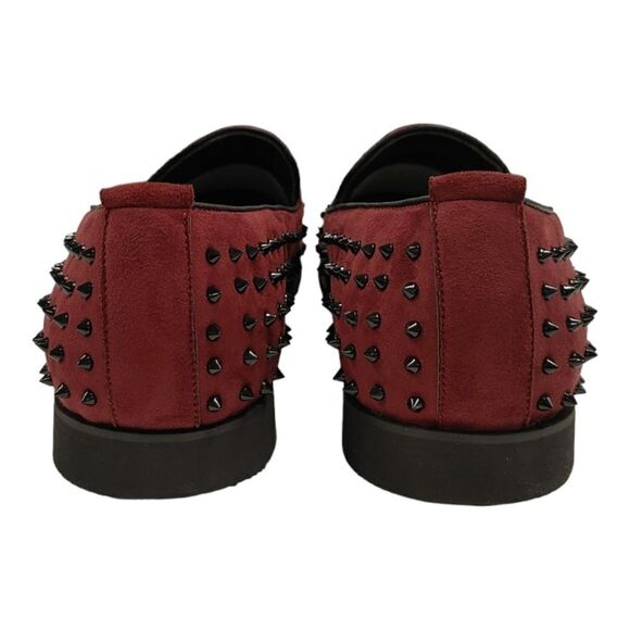 MEN'S FREDERICO LEONE/ RED BLACK SPIKED FASHION SLIP ON DRESS SHOE. FS957. - Picture 5 of 8